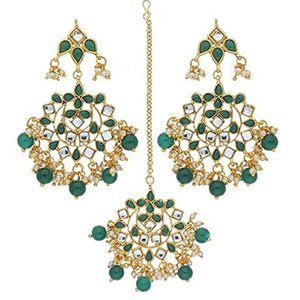Kundan Earrings and Tikka for Indian Bridal wear